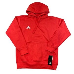 NWT Adidas Mens Performance Fleece Hoodie Red White Logo Size Medium S22335